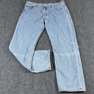 Vintage‎ Y2K Levi's 501 Button Fly Jeans Fits 36x31 Red Tab Distressed Fade Blue